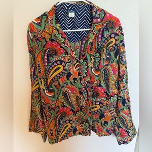 Vera Bradley Multicolor Paisley Blouse Vibrant Colorful Summer Wear Size XL